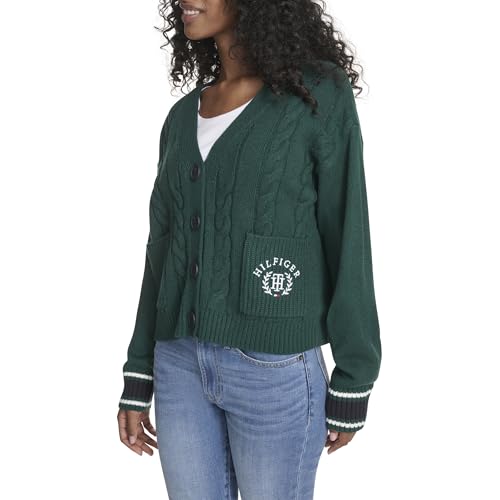 Image of Tommy Hilfiger Women's Boxy Varsity Cable Cardigan