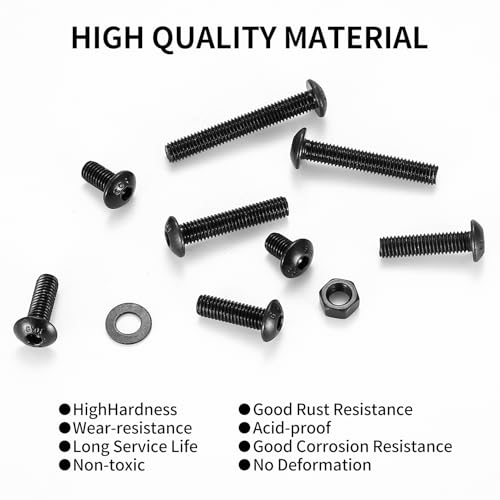 390 Stück M5 Schrauben Set, Innensechskantschrauben Muttern Set, Linsenkopf Sechskantschrauben mit Muttern und Unterlegscheiben Set, Gewindeschrauben Fahrrad Maschinenschrauben Sortiment Set