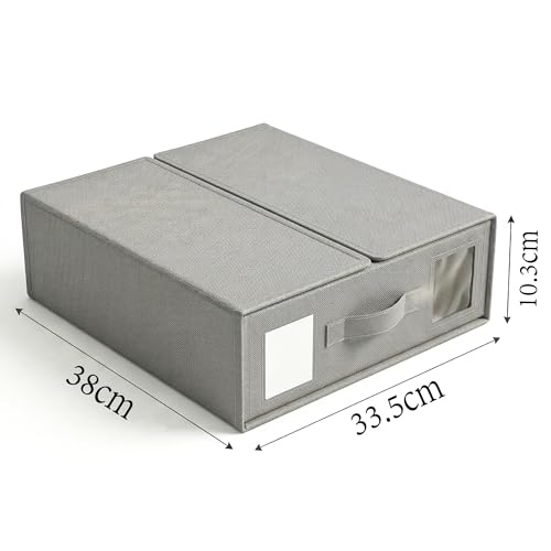 Image of CLAPONE Bedsheet Organizer Storage Box, Foldable Clothes Storage Container, Non-Woven Closet Organizer for Bedding, Blankets, Comforters & Underbed Storage (Grey, Pack Of 2)