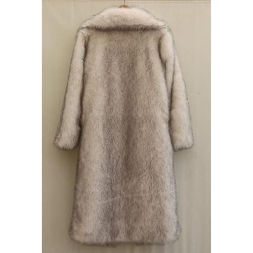 Men's Long Big Fur Collar Faux Mink Jacket Open Front Long Sleeve Warm Outerwear Winter Warm Loose Overcoat3