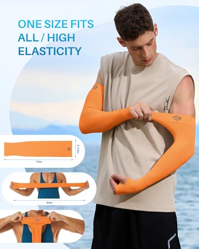 SHINYMOD 5 Pairs Compression Sleeves for Arms Cooling UV Sun Protection UPF 50 Arm Sleeve for Men Women