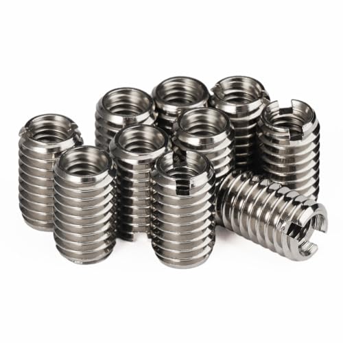 10 piezas Rosca Inserto de Reparación, Inserto de Rosca Autorroscante de Acero Inoxidable, Interior M6 * 1,0 Exterior M8 * 1,25 Longitud 15 mm Inserciones de Rosca Ranurada para Proyectos de Muebles