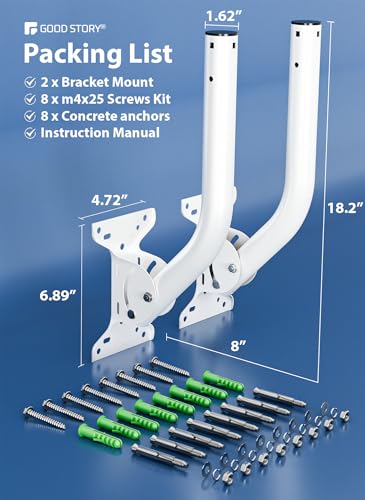 Image of Universal Antenna Mount 2-Pack, Heavy-Duty Reversible J-Pole. Wall /Pole Mount for Outdoor Antennas, Wireless Bridge, Point to Point, WiFi Extender, Starlink, Weather Proof. (UB-AM) (GS-1155TX)