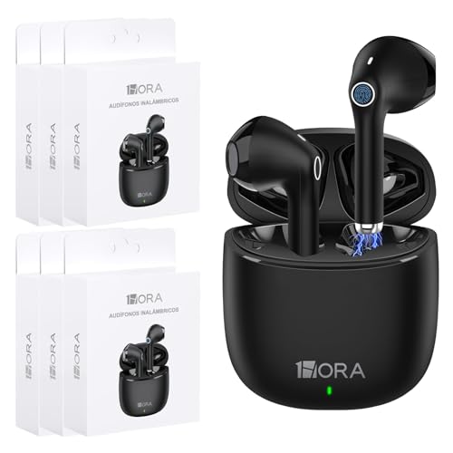 1 Hora 6 Packs Wireless Earbuds Bluetooth 5.3, Sports Headphones Deep Bass in-Ear Earphones, Premium Sound with Charging Case, Compatible with iPhone, Android Smartphone, Tablet, Laptop