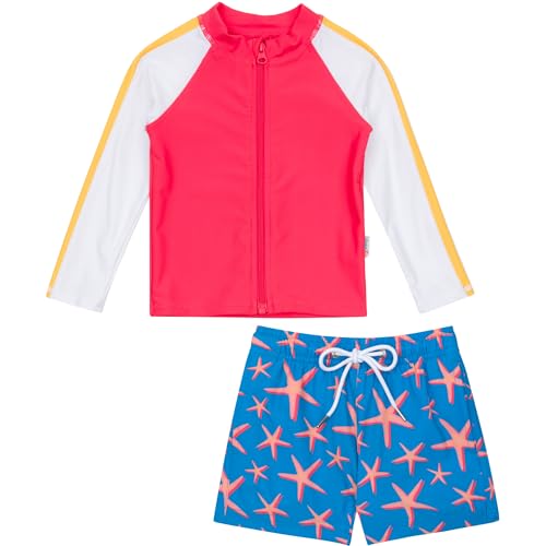Image of SwimZip Boys' Long Sleeve Rash Guard & Swim Shorts Set - UPF 50+ Sun Protection