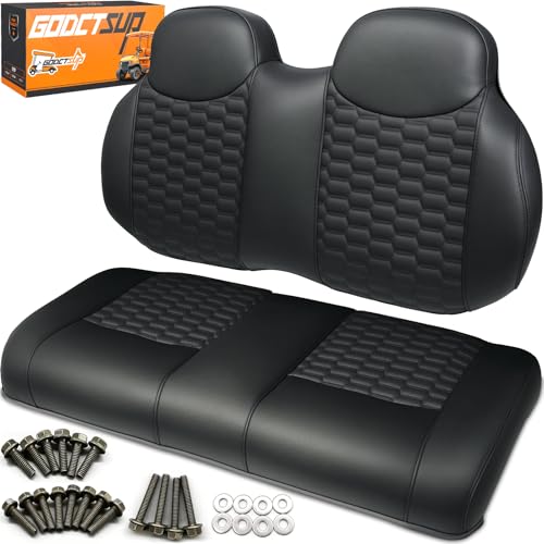 GODCTSUP Luxury Golf Cart Front Seats Replacement Cushion for EZGO TXT&Medalist 1994-2013 Golf Cart, EZGO Seat Cushions- Includes Soft Seat Cushion and Back Cushion Set, Black