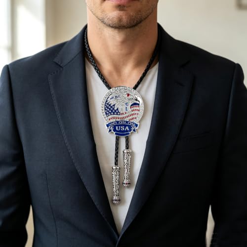 Image of GelConnie Bolo Ties for Men Women Western Cowboy Tie Mens Western Necklace Leather Necktie Gold Bolero Tie Cowboy Necklace
