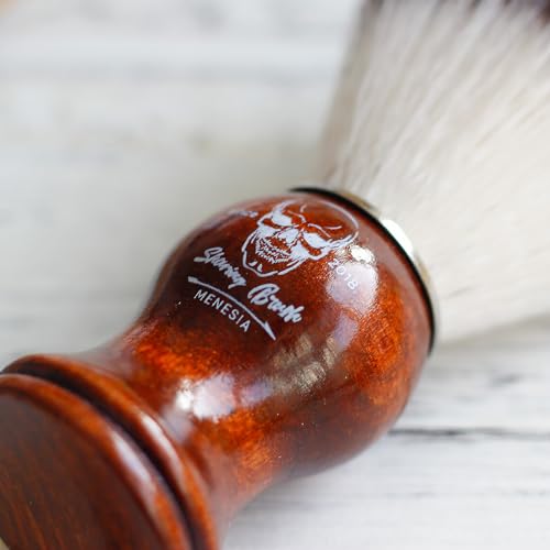 Menesia Escova de barbear para homens, escova de barbear com cabo de madeira, creme de barbear mascu