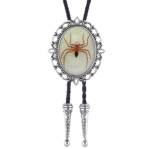 Image of Jeilwiy Bolo Tie for Men Real Stone Westwern Cowboy Ties Silver Bolos Women Leather Necktie Gift for Birthday Christmas