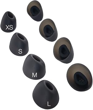 8X Replacement Silicone Eartips for Jabra Elite 10 Earbuds,4 Pairs | Soft & Durable Ear Tips, Matte Black, XS/S/M/L Size