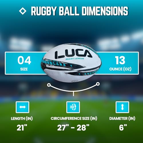 Image of LUCA Rugby Ball Sizes 3, 4 & 5 Hand Stitched Super Grip 3-Ply Construction