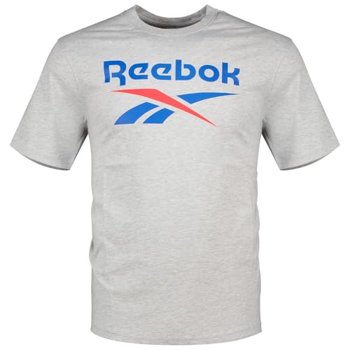 Reebok Bruno Big Logo Crew Neck SS tee Camiseta para Hombre, Light Grey Marl, L