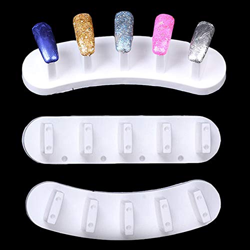 Acrylic Nail Display Stand Training Base Frame Manicure Tool for Gel Polish Painting DIY with 10 Pieces Practice False Tips