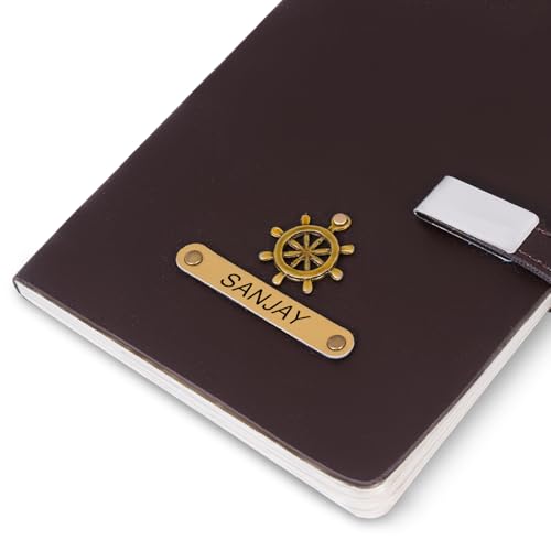 Image of ncgifts Personalized diary with name| customized diary | name notebook 200 ruled pages Customized Diwali Daily Journal Diaries Diary Gifts for Men Women Office Colleagues Employees (Brown)