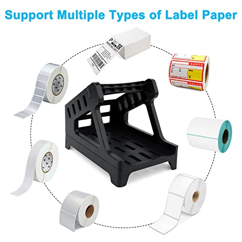 Label Holder For Rolls And Fan-Fold Labels, Thermal Shipping Label Roll Holder For Desktop Label Printer, Label Stand Desktop Printer Accessory For Home, Office (Black) #TOP4