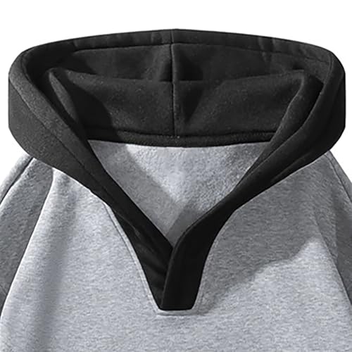 Hoodies Men Patchwork Pullover Casual V Neck Shirt Long Sleeve Men's Fashion Hooded Sweatshirt Trendy Tops4