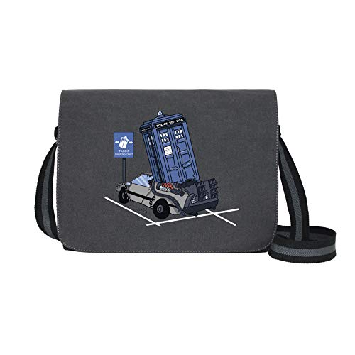Tardis Parking Only - Umhängetasche Messenger Bag für Geeks und Nerds mit 5 Fächern - 15.6 Zoll,...