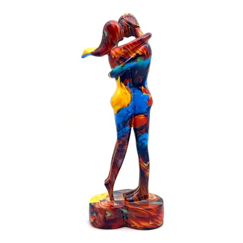 Estatua pareja abrazándose de resina 10.5 pulg miniatura 6