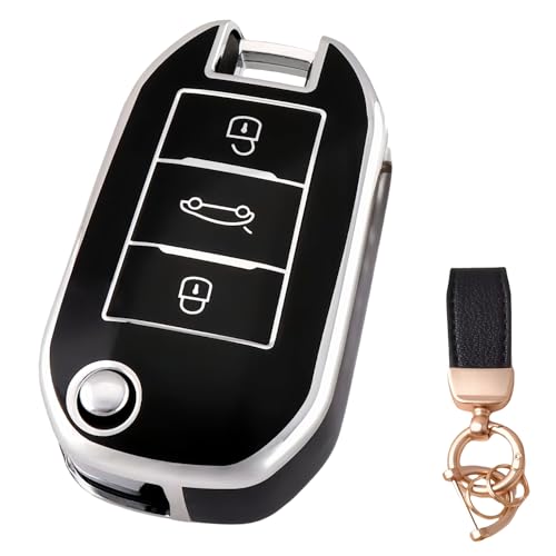 NEUHOO Accesorios de coche para Opel Zafira Life 2019-2024 2025 Funda para llave y llavero, carcasa de silicona para tarjeta de llave (negro-1)