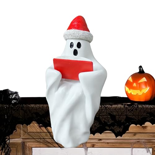Celuicion Figuras de fantasma de Halloween | Figura de espíritu sentado con libro - Lindo Halloween para armario de TV, escritorio, alféizar de ventana, decoración interior