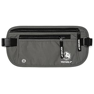 VENTURE 4TH Travel Money Belt – Slim Passport Holder RFID Blocking Travel Pouch to Protect Cash, Credit Cards and Travel Documents