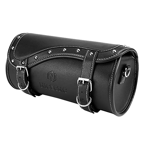 Sac de fourche de moto universel en cuir PU noir étanche avec sangles