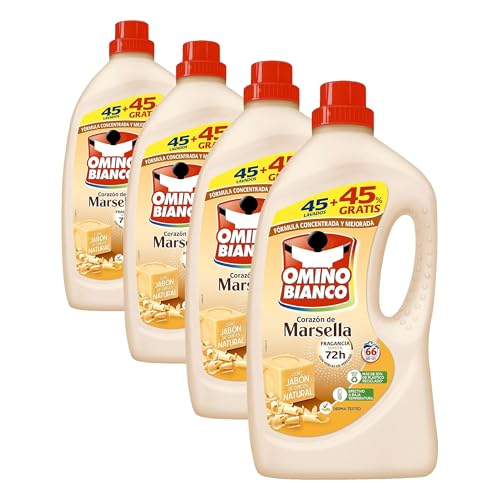 Omino Bianco Detergente Líquido Marsella 45 Dosis + 45% Gratis, 2640ml (Paquete de 4)