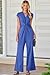 Happy Sailed Jumpsuits for Women V Neck Knot Twist Runched Waist Wide Leg Long Pants Romper Jumpsuit with Pockets Fashion 2025 Blue Medium