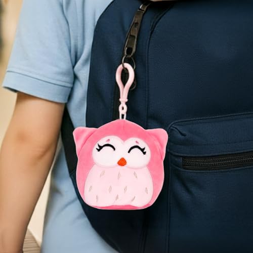 Image of Mirada Hanging Owl Soft Plush Toy | Coral Stuffed Animal Keychain for Kids & Girls | Cute Mini Soft Toys, Stuffed Animals, Funny Toy, Gift Item, Bag Charm, Return Gifts & Party Favors | 11cm