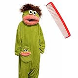 EHOTER Pijama de un solo pieza con capucha para adultos, unisex, ultra suave, de felpa, verde, divertido, con monstruo grande de boca abierta, para noches de cine, diversión familiar y relajación