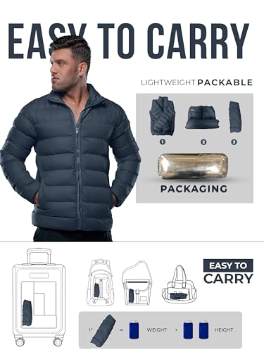 Image of URBAN BUCK Packable Puffer Jacket for Men Lightweight Winter Windproof & Water Repellent Hiking Jackets
