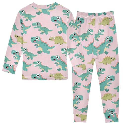 Pajamas Sets Green Cartoon Dinosaur Sleepwear Long Sleeve Pants2