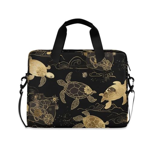 Sac d'ordinateur 15,6 pouces avec poignée et bandoulière noire fleur art