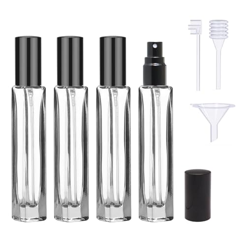YOCASII 4PCS Glass Travel Perfume Bottle Refillable Set, Mini Spray