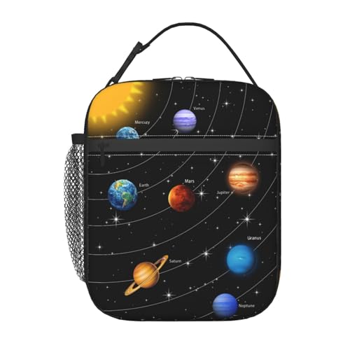 Miaoquhe Planet Star Insulated Lunch Box for Girls Boys Kids Galaxy Solar System Lunch Bag for Women Men Adult Reusable Cooler Tote Bag for School...