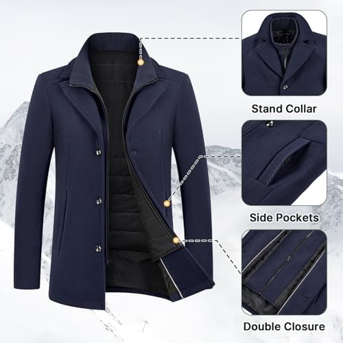 Cappotto da uomo in lana, spesso, invernale, caldo