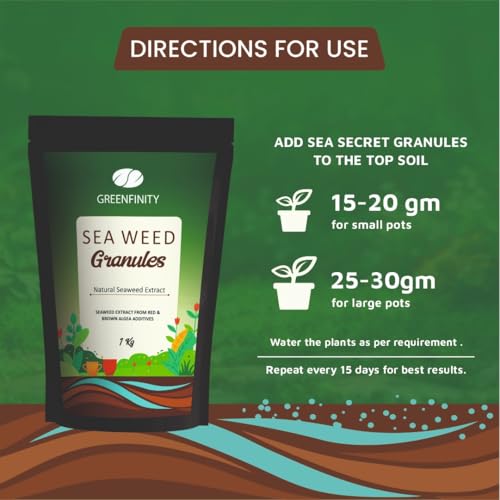 Image of GREENFINITY Seaweed Pro Granules For Indoor & Outdoor Plants | Growth Booster Granulated Fertilizer | 1kg
