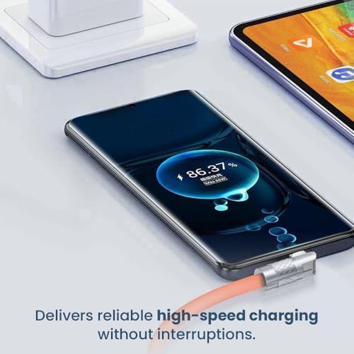 Image of Treziya Fast Charging Type C to Lightning Cable, Supports Fast Charging with Original Adapter, 180 Rotating Metal Head, 6A LED Cable for iPhone, iPad & Android Devices (Single set Cabel)