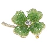TOPPERFUN Grüne Kristall Kleeblatt Brosche mit Farbverlauf St Patrick’S Day Anstecknadel für Jackett Schal und Party Sicherer Verschluss Irisches Glücksmotiv