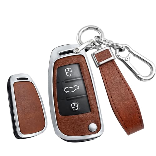Étui de clé Audi portable en cuir argenté idéal pour vos déplacements quotidiens