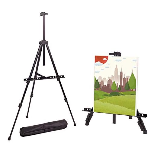 66" Artist Easel, Extra Thick Aluminum Metal Tripod Display Easel 21" to 66" Adjustable Height with Portable Bag for for Painting and Display