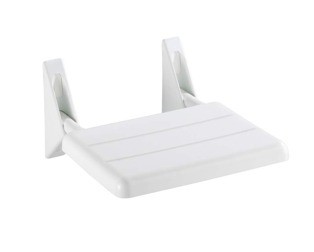 WENKO Secura Duschklappsitz – Tragkraft 120 kg, weiß, 32 x 36 x 19 cm