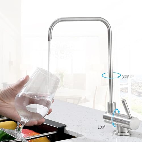 Robinet de cuisine avec eau potable intégrée et bec pliable en inox brossé - 4