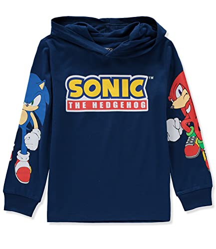 Sega Boys 4-20 Sonic The Hedgehog Long Sleeve Hooded T-Shirt (Logo/Navy, 10-12) #TOP24