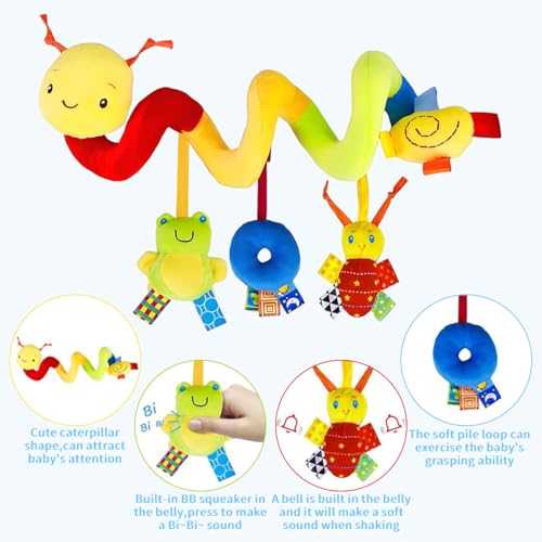 Image of SNOWIE SOFT Caterpillar Crib Toys Stroller Soft Plush Toy Spiral Colorful Baby Toys for 6 to 12 Months Interactive Cartoon Stuffed Crib Ornament Early Educational Activity Babies Sensory Toy
