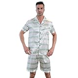 MIATCENRT Pyjama-Set Für Herren – Sommer-Shorts Mit Kurzen Ärmeln, Zweiteilig, Dünne...