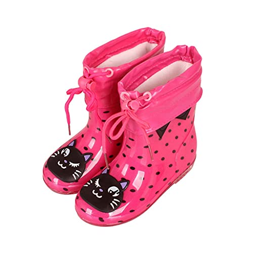 New Spring Autumn Rain Boots Children with Plush Warm Ankle Boots Boys Baby Toddler PVC Waterproof Water Shoes Kids Girls (Color : F Size : 25 Yards/Internal Length 16cm) (A 27/internal length 18cm)