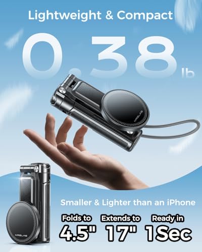 Mini perche à selfie magnétique pour iPhone, trépied Bluetooth pliable de 43 cm pour Android