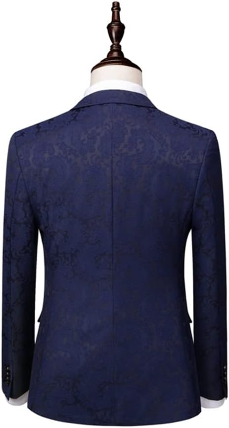 3piece Double-Breasted Suit Men Men's Suit Suit Tuxedo Flower Print Men's Suit Prom Stage Costume(M Code)