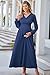 OUGES Fall Maternity Maxi Dresses Long Sleeve Wrap V Neck Baby Shower Dress Maternity Clothes 2025(Navy,S)